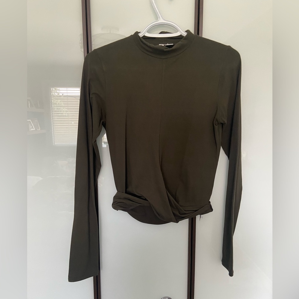 Olive green twist long sleeve butter-smooth material